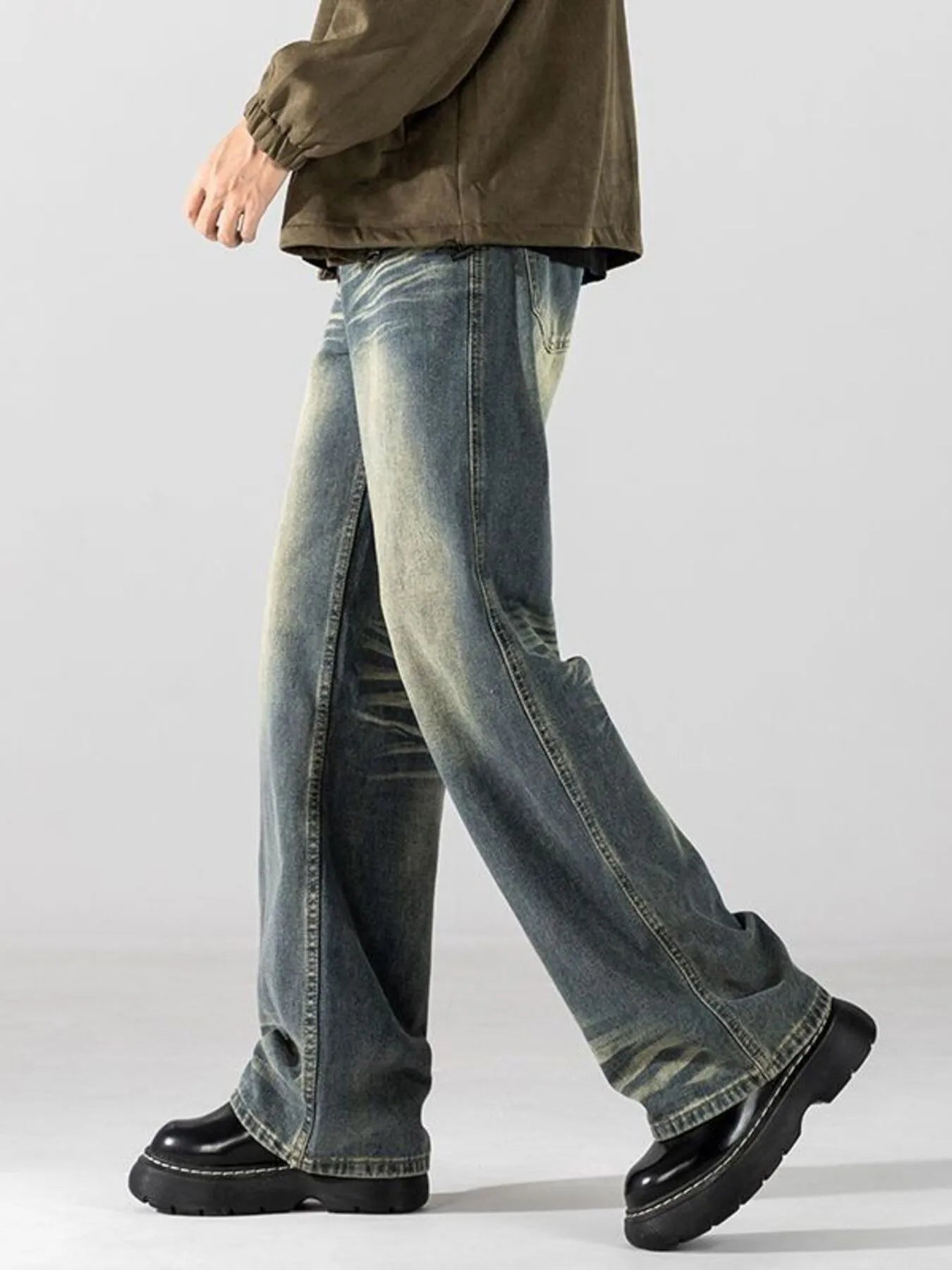 Men's Full Size Wide Leg Washed Jeans Plus Size - Fashorio