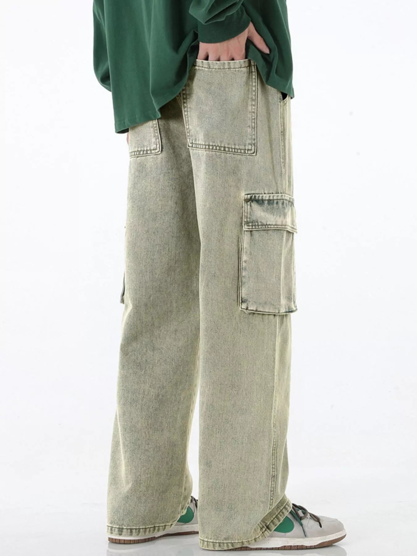 Men’s Plus Size Wide Leg Cargo Jeans – Full Size Relaxed Fit - Fashorio