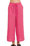 Zenana Woven Crepe Elastic Band Waist Cropped Pants FUCHSIA - Fashorio