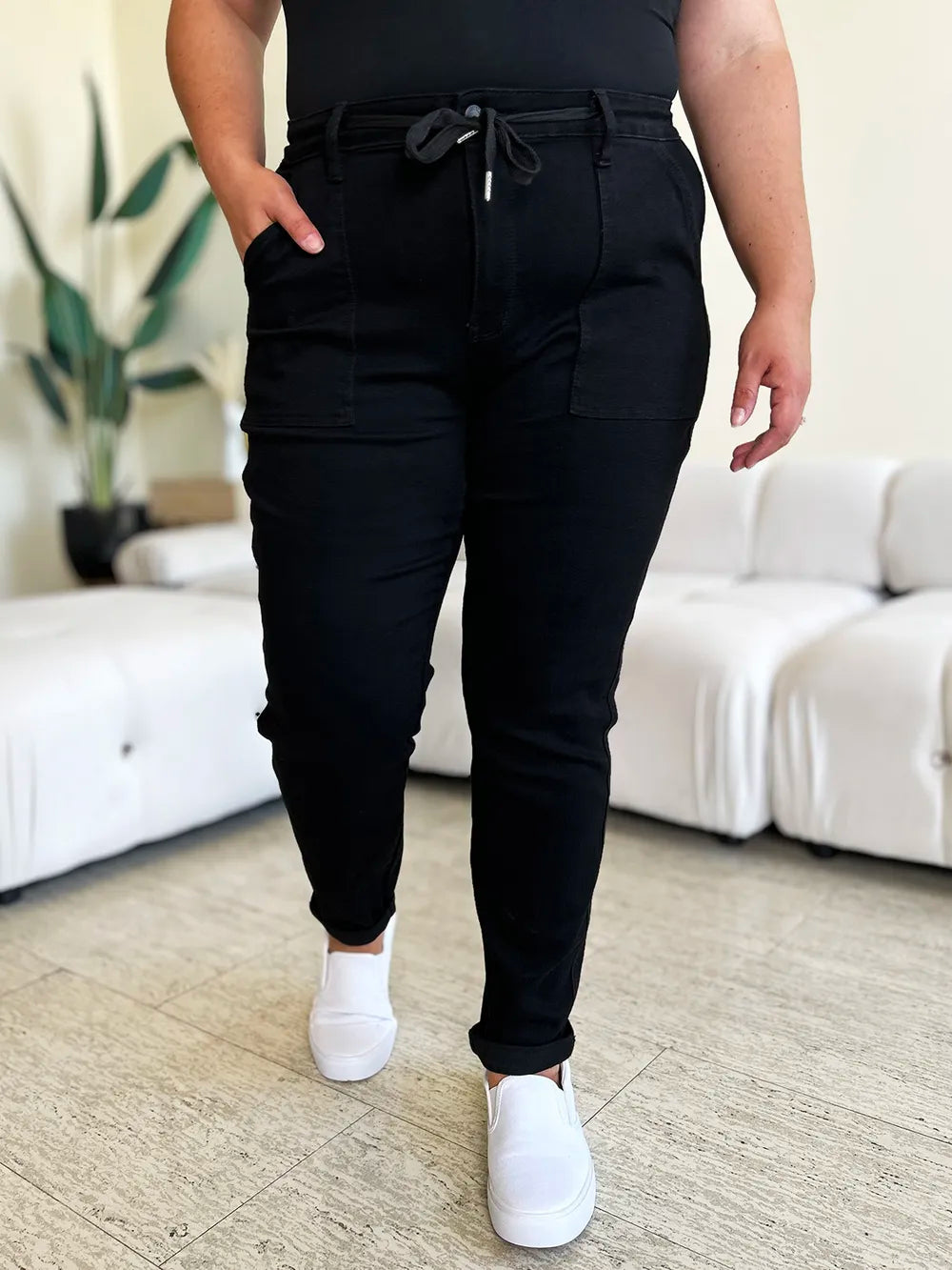 Judy Blue Full Size High Waist Double Roll Cuff Jeans - Fashorio