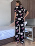 Floral Short Sleeve Shirt and Pants Lounge Set - Fashorio