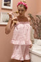 Lime 'N' Chili Gingham Ruffle Trim Cami and Shorts Pajama Set PINK - Fashorio
