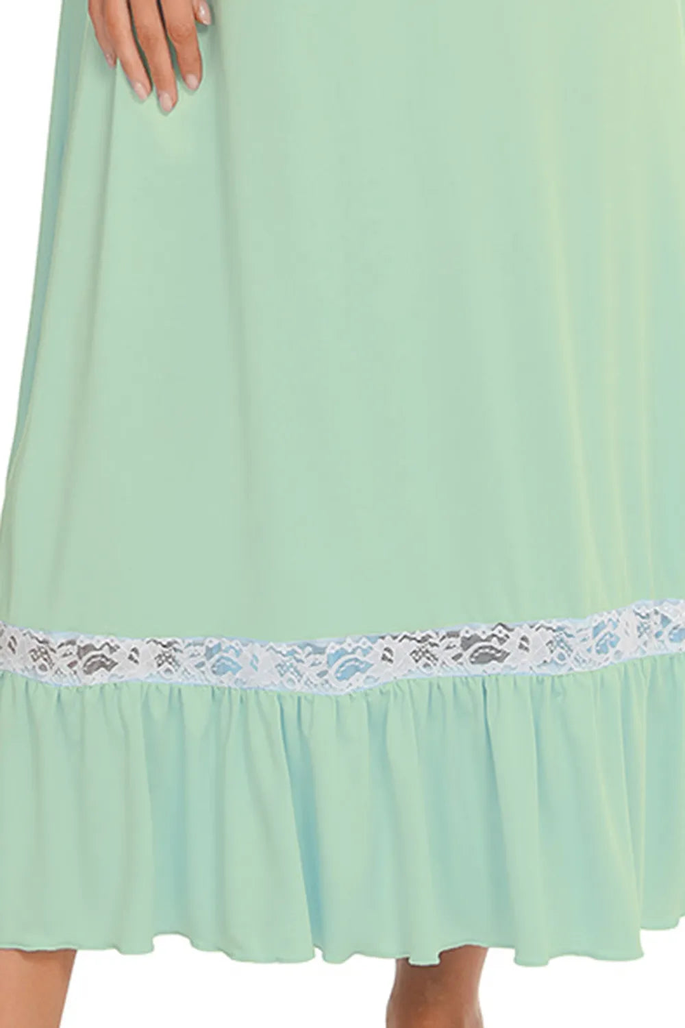 Lace Detail Short Sleeve Lounge Dress - Fashorio