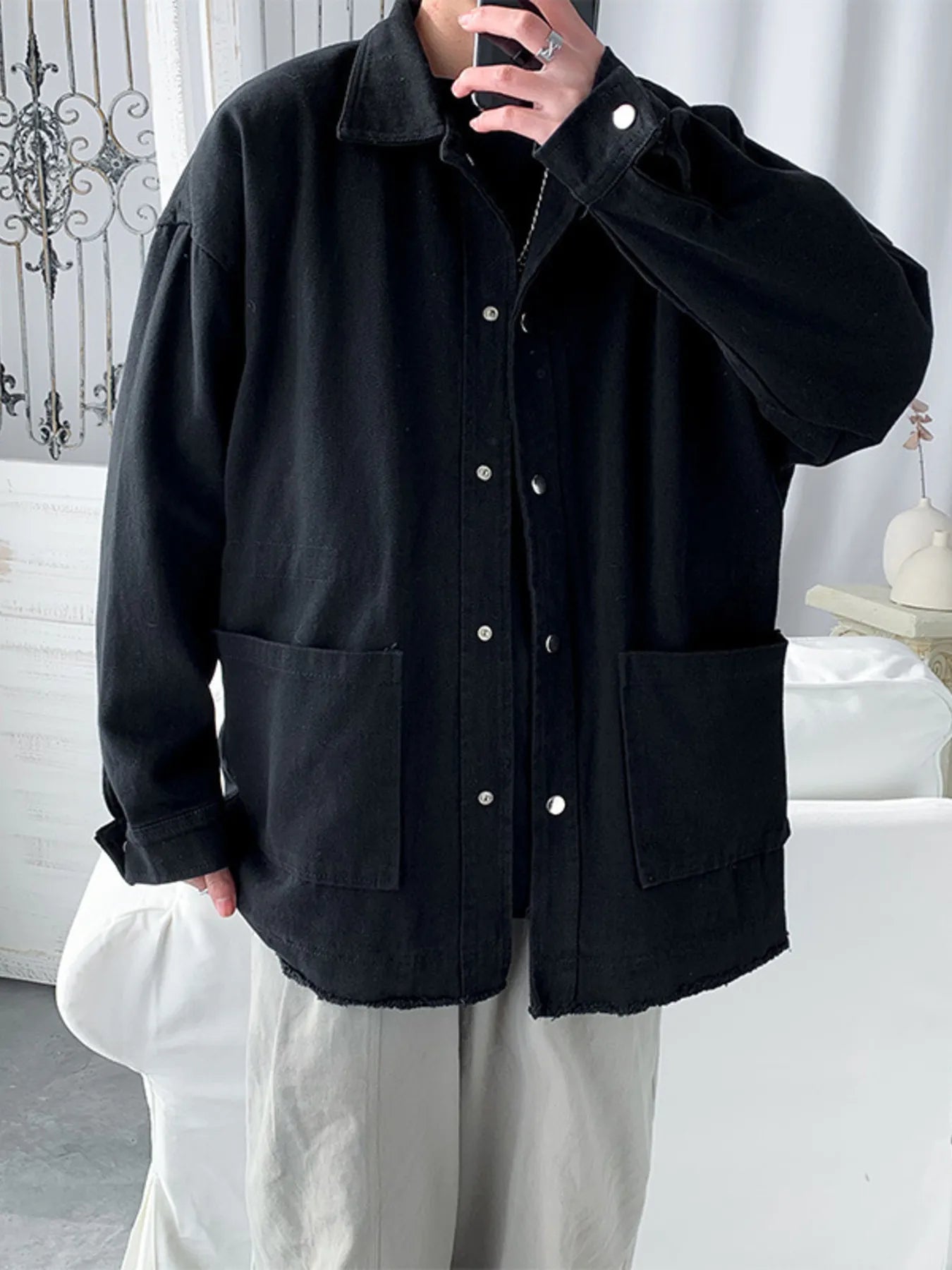 Men's Button Up Long Sleeve Jacket - Fashorio