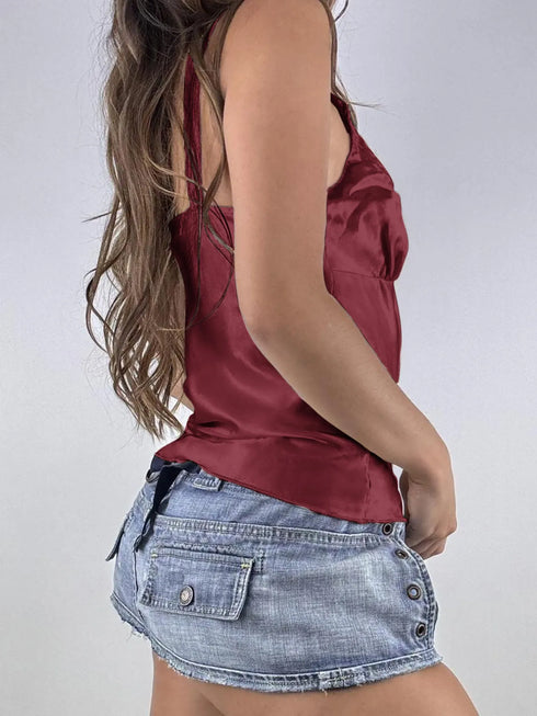 Lace Trim V-Neck Cami Top - Fashorio