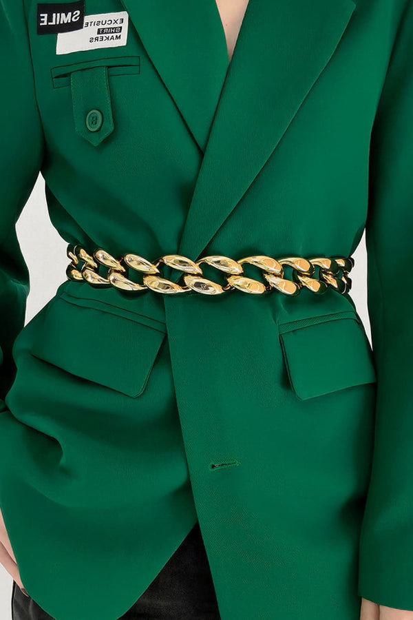 1.2" Width Acrylic Curb Chain Belt Gold One Size - Fashorio