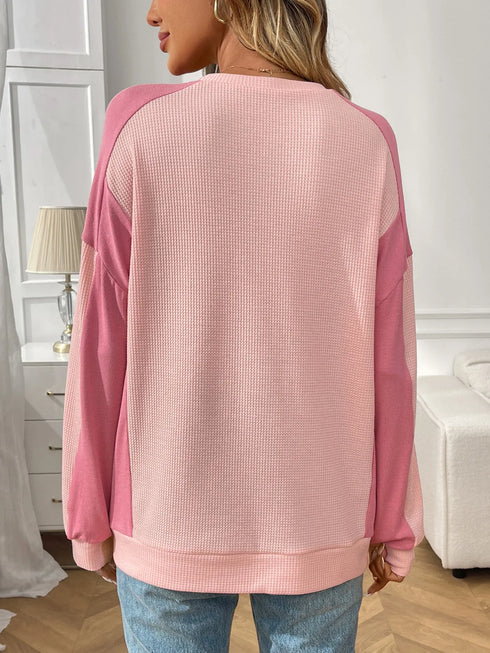 Color Block Long Sleeve Sweatshirt - Fashorio