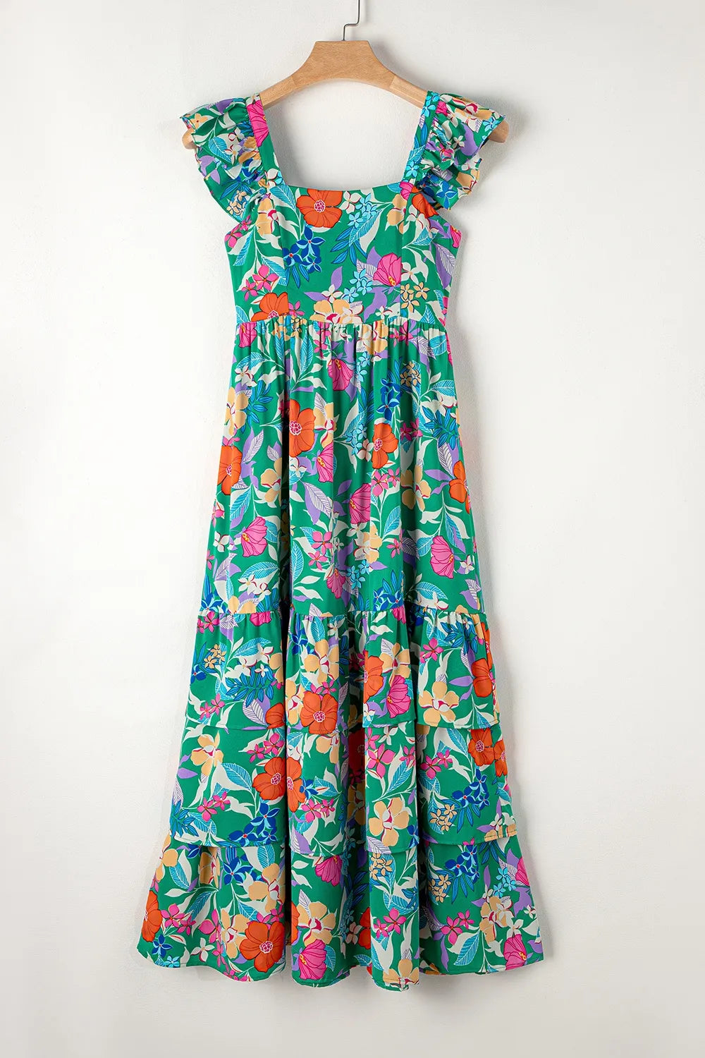 Tiered Ruffled Printed Sleeveless Dress - Fashorio
