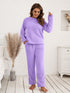 Ivy Lane Teddy Long Sleeve Top and Pants Lounge Set Lavender - Fashorio