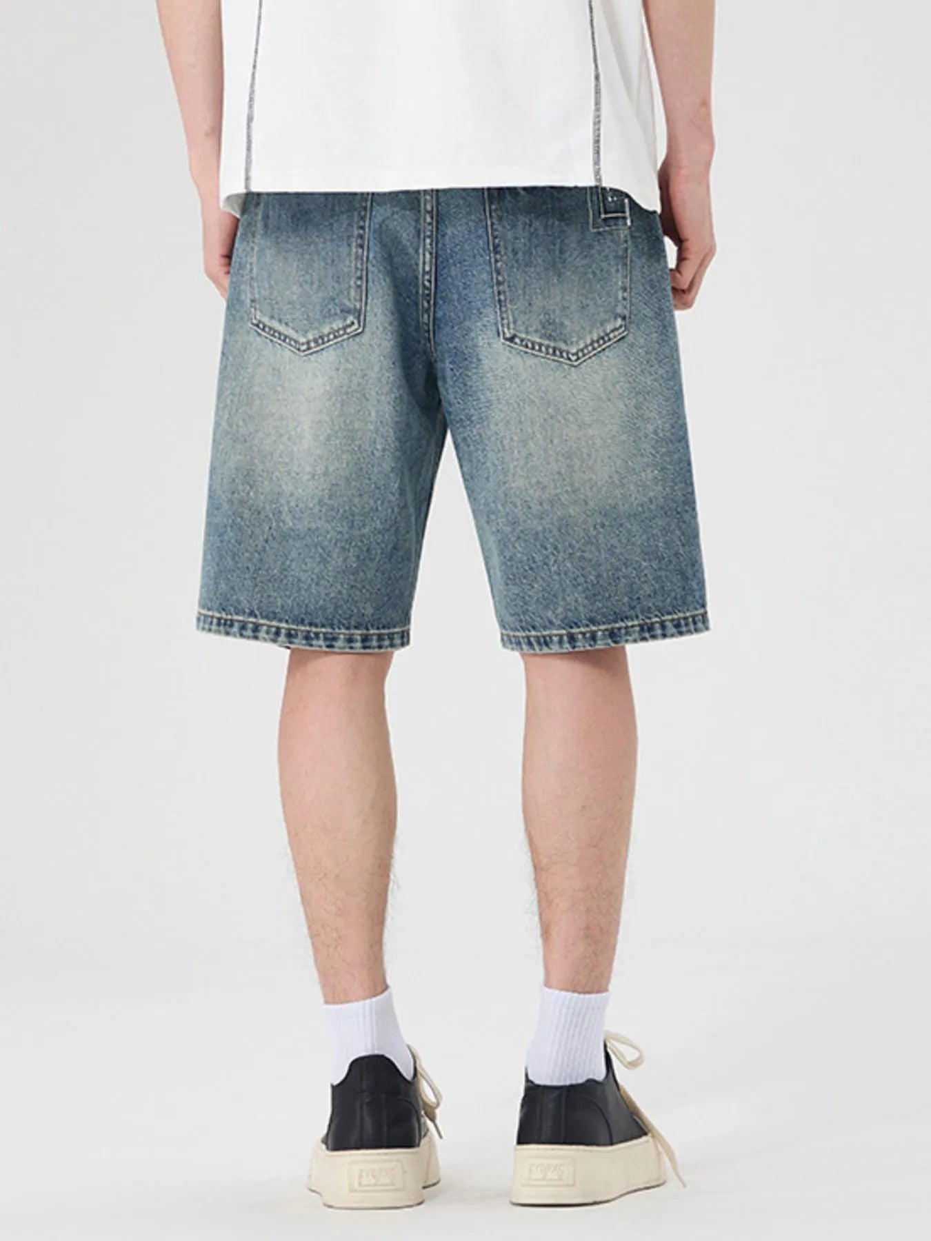 Men's Distressed Wide Leg Denim Shorts - Fashorio