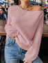 One-Shoulder Ribbed Knit Top with Relaxed Fit - Fashorio
