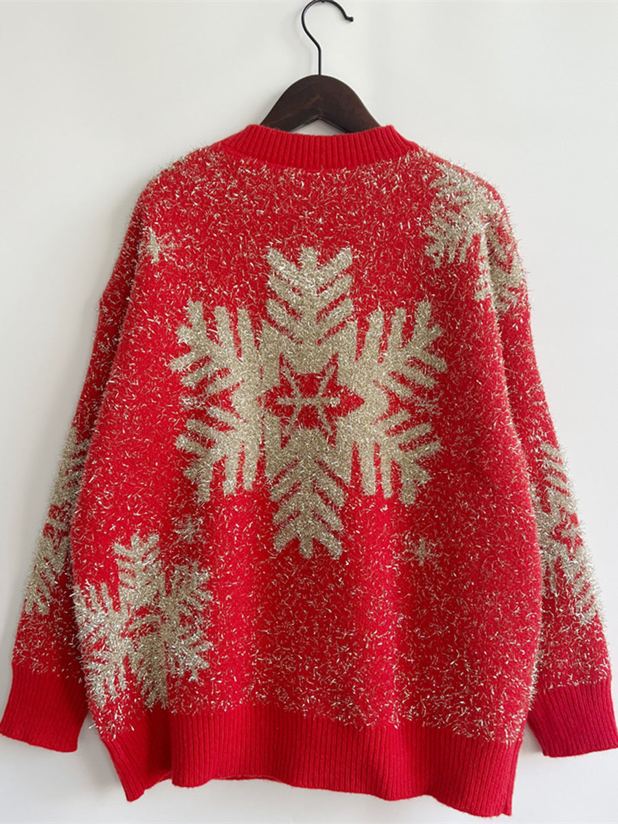 Christmas Element Round Neck Sweater - Fashorio