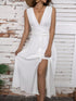 Full Size Slit V-Neck Sleeveless Dress Plus Size White - Fashorio