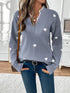 Heart V-Neck Long Sleeve Sweater - Fashorio