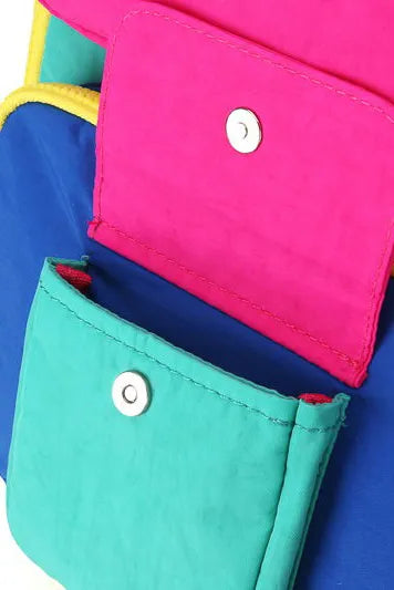 Himawari Contrast Nylon Backpack Bag with Handles - Fashorio