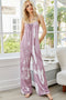 Shiny Tie-Dye Spaghetti Strap Jumpsuit with Pockets Dusty Pink - Fashorio