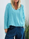 High-Low Drop Shoulder Sweater Blue - Fashorio