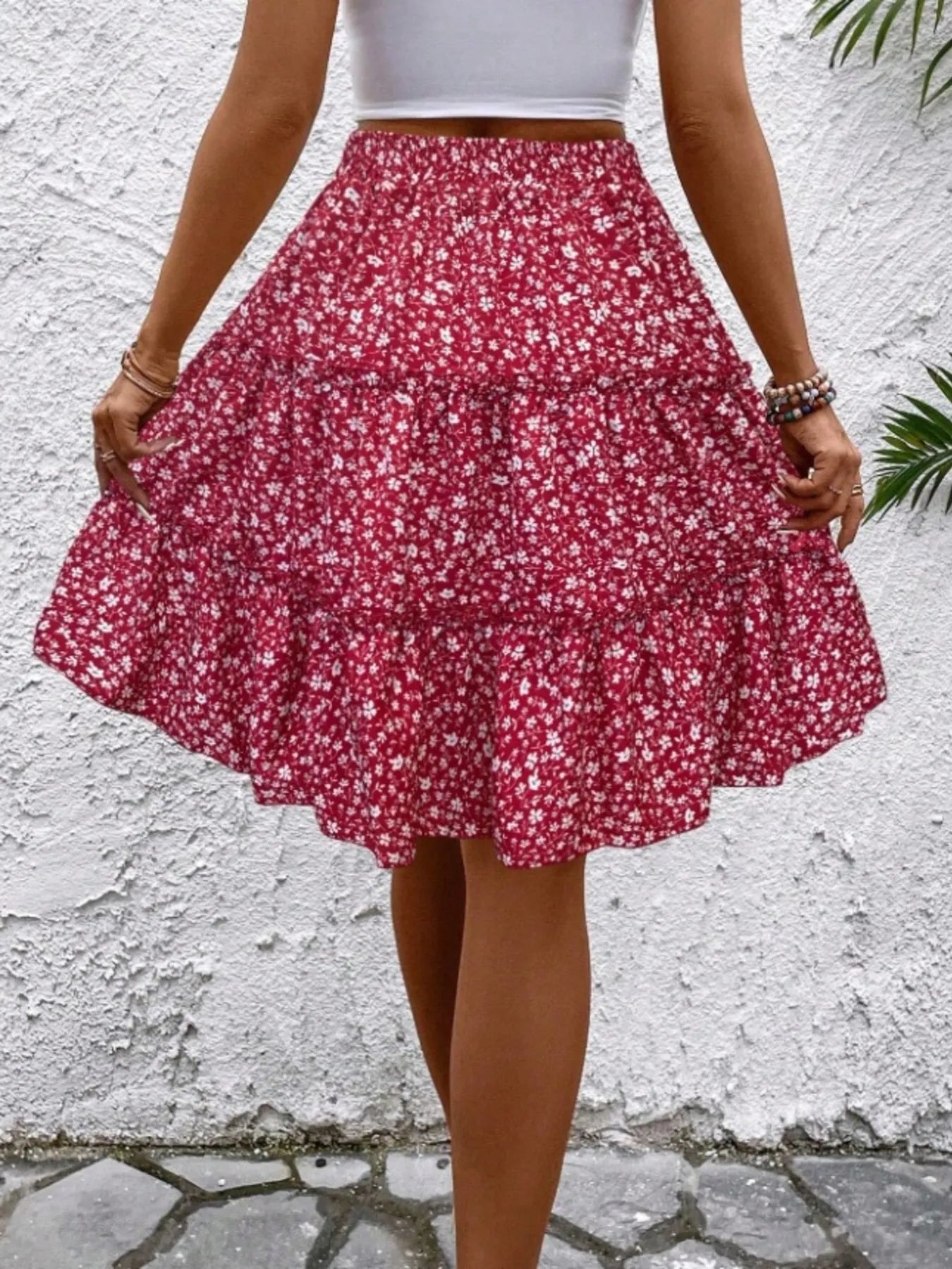 Floral Print Midi Skirt - Fashorio