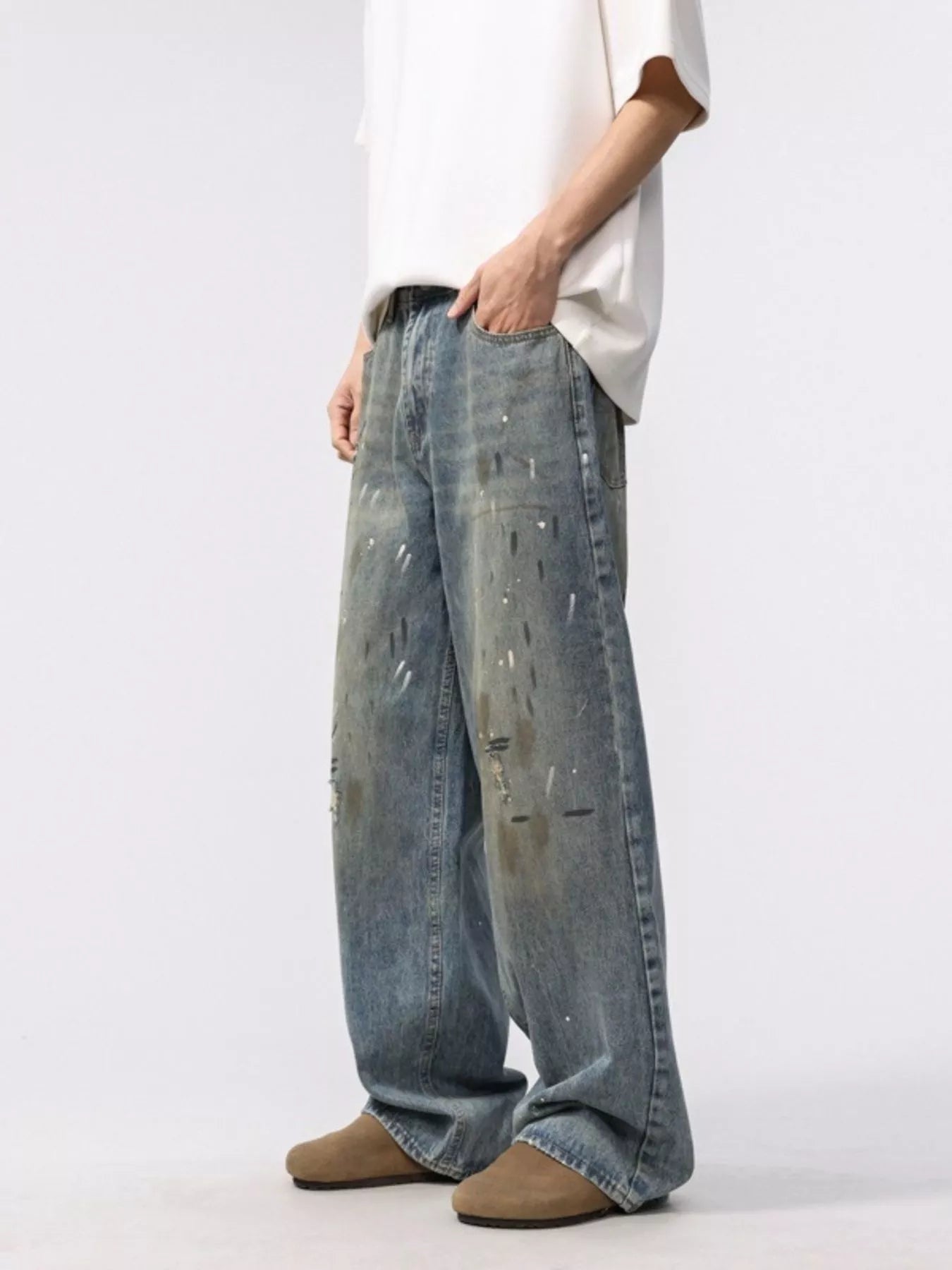 Men's Washed Loose Fit Jeans - Fashorio