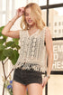 ADORA Fringe Hem Crochet Vest Cardigan - Fashorio