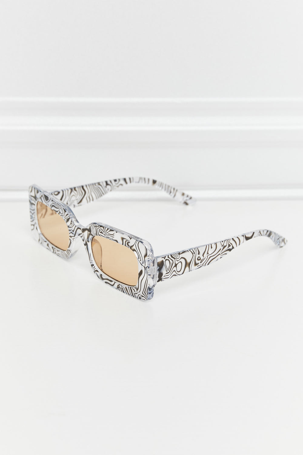 Tortoiseshell Rectangle Polycarbonate Sunglasses Zebra One Size - Fashorio