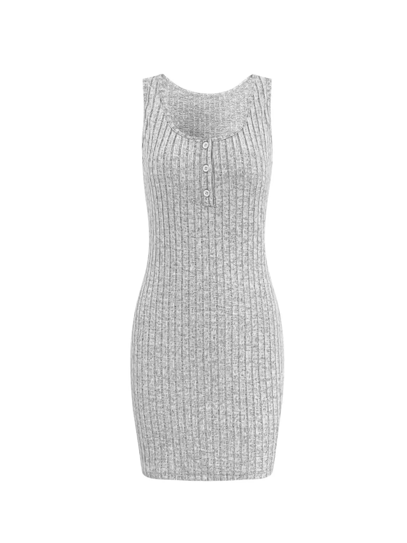 Ribbed Button Front Dress and Cardigan Sweater Set - Fashorio