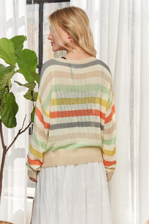 ADORA Knit Tops ADORA Stripe Long Sleeves Knit Top