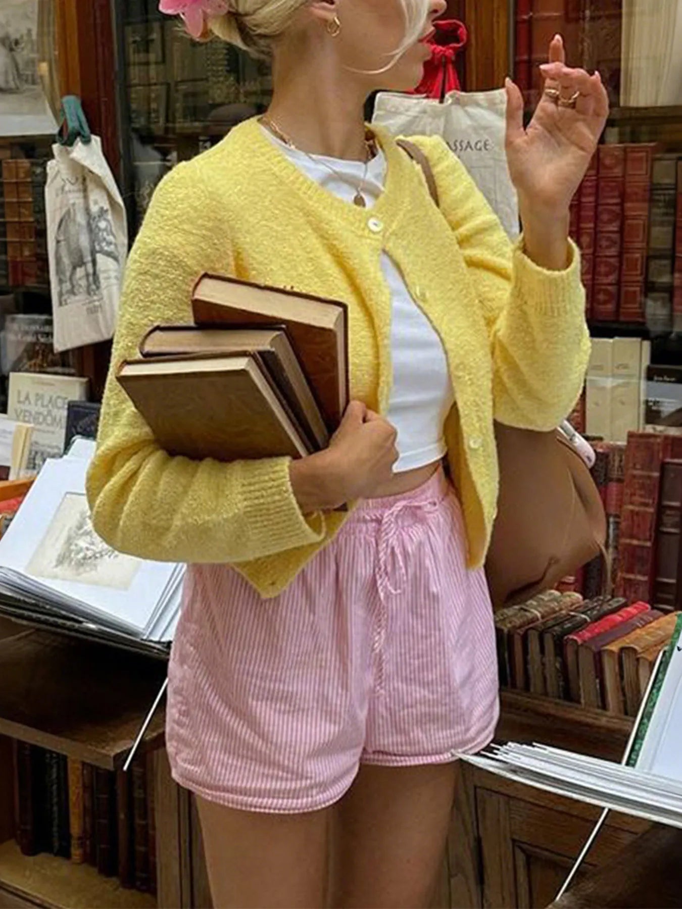 Cropped Button-Front Sweater Cardigan - Fashorio