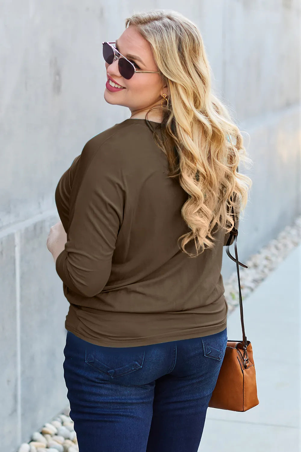 Basic Bae Full Size Round Neck Batwing Sleeve Top - Fashorio