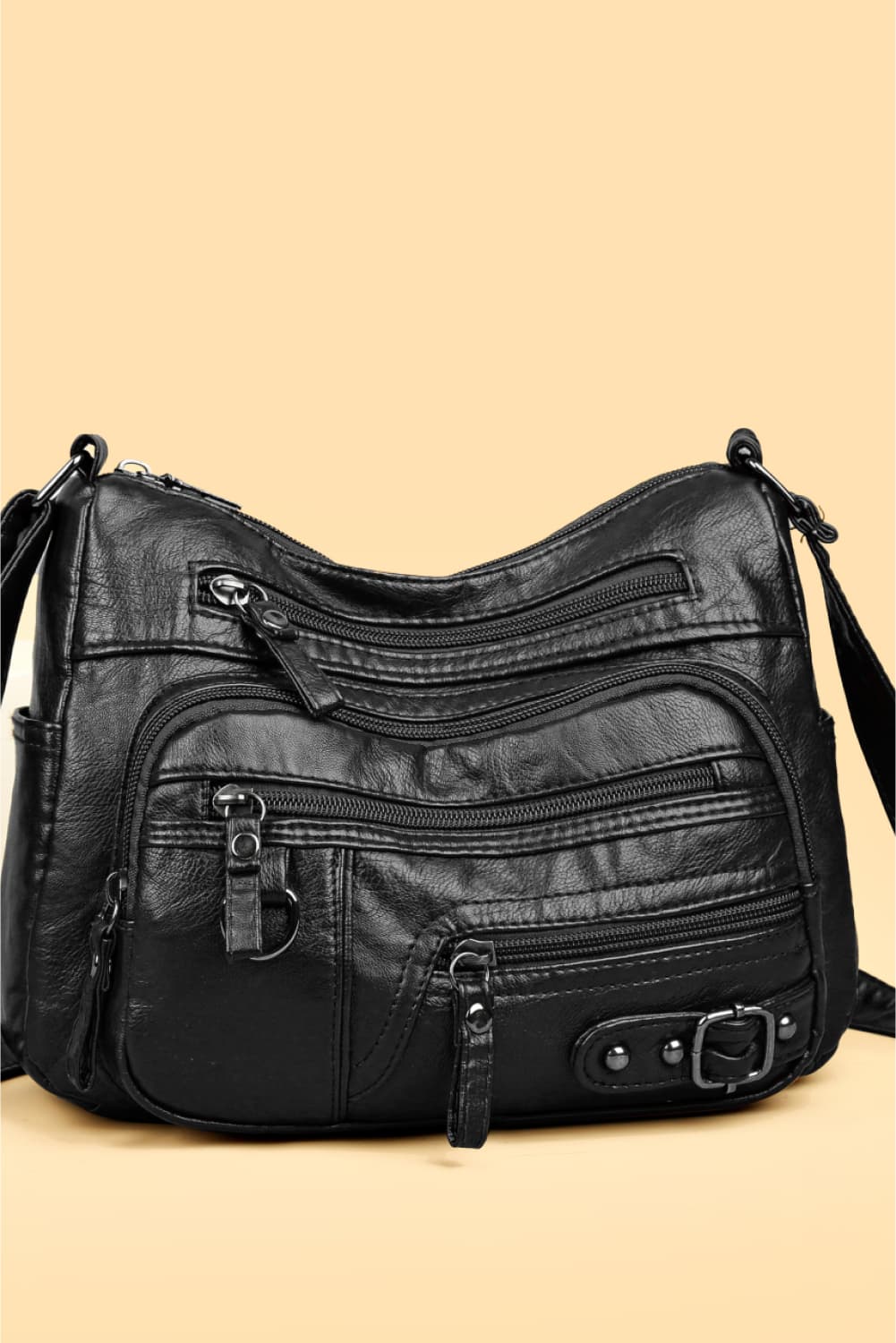 Multi-Pocket PU Leather Crossbody Bag - Fashorio