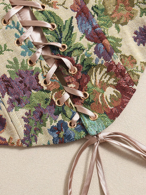 Floral Print Lace Up Tube Top - Fashorio