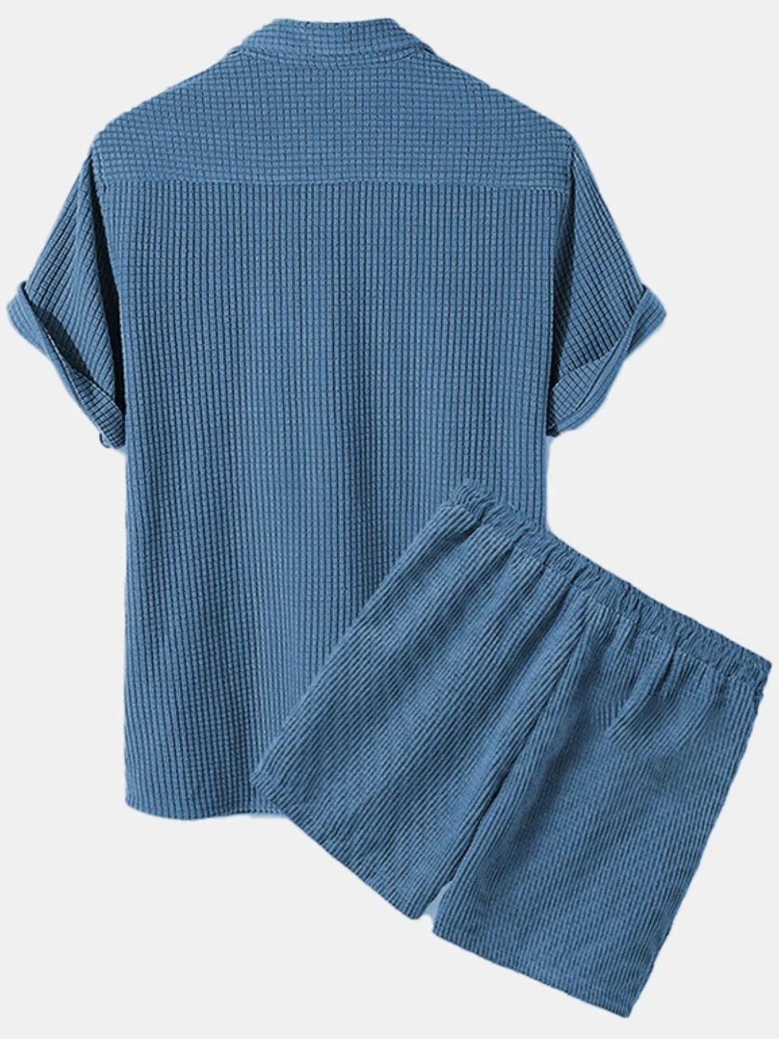 Men's Full Size Button Detail Short Sleeve Top and Shorts Set Plus Size - Fashorio