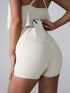 High Waist Active Shorts White - Fashorio