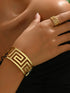 18K Gold-Plated Stainless Steel Geometric Bracelet and Ring Jewelry Set - Fashorio