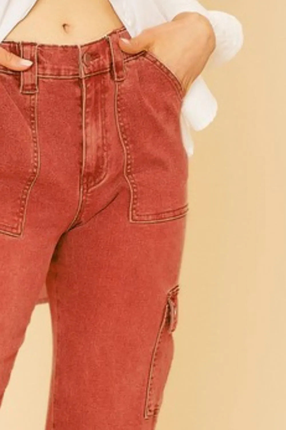Annie Wear Straight Leg Jeans with Cargo Pockets - Fashorio