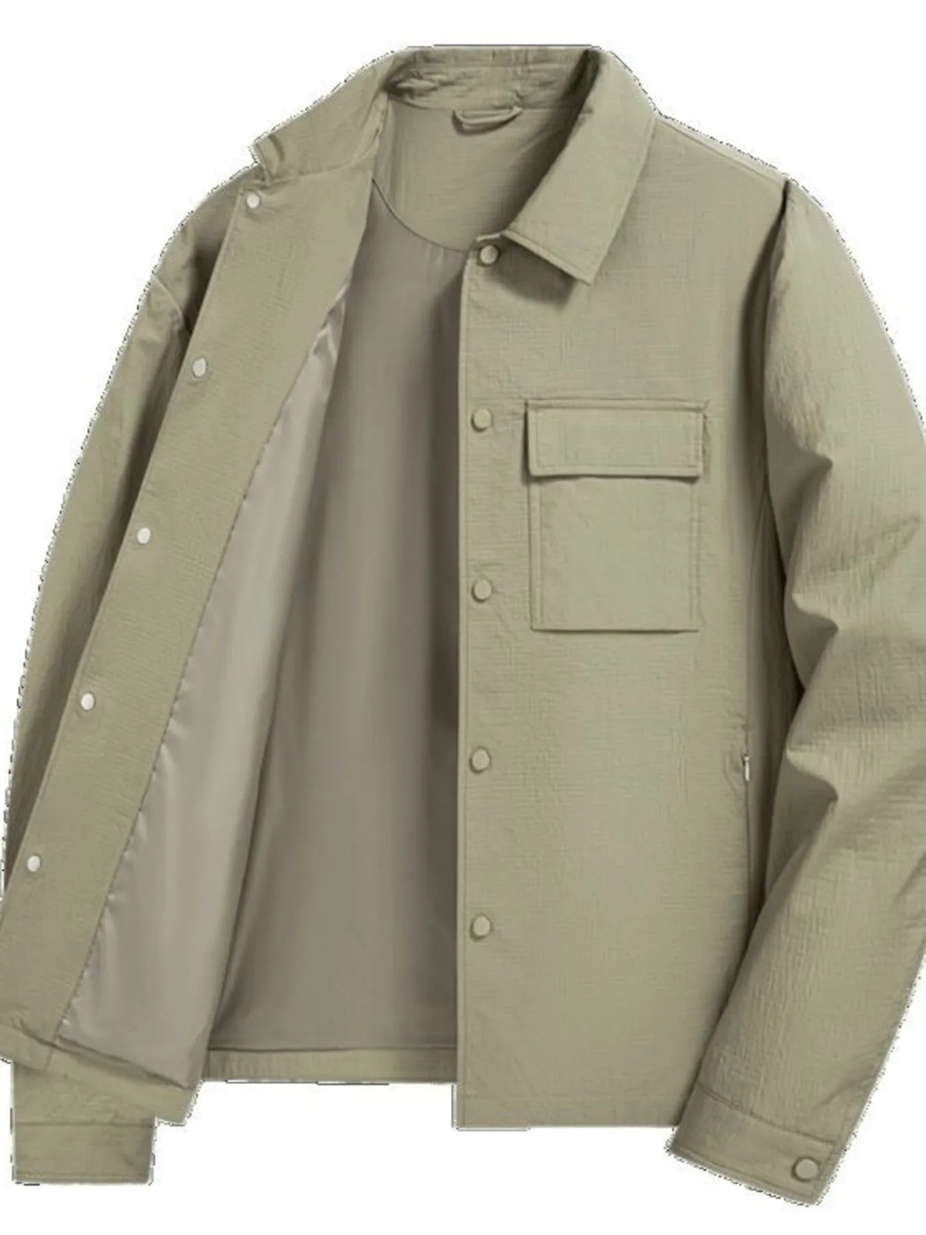 Men's Plus Size Snap Down Long Sleeve Jacket Bean Green - Fashorio