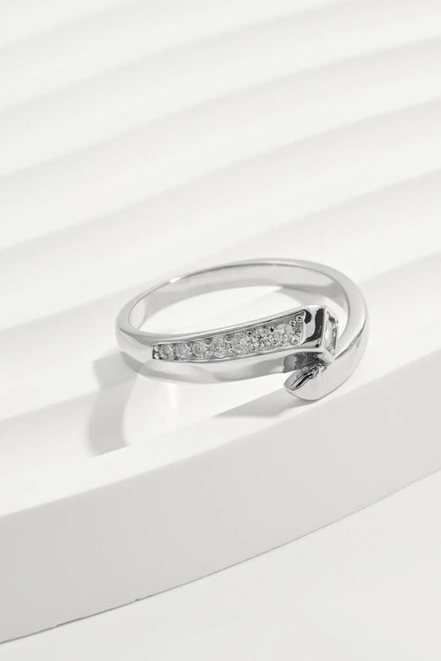 925 Sterling Silver Inlaid Zircon Ring Silver - Fashorio