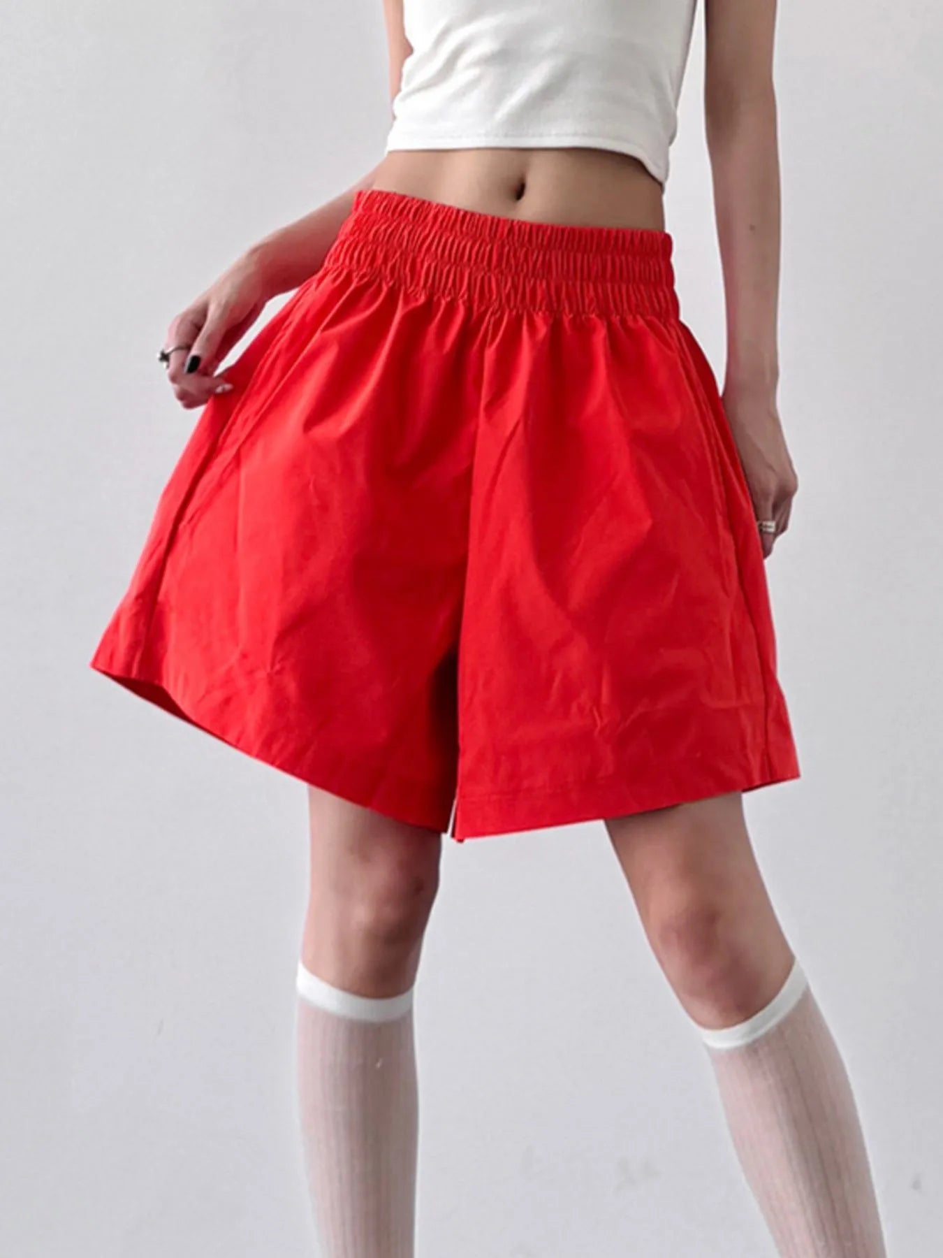 Smocked Wide-Leg Shorts - Fashorio