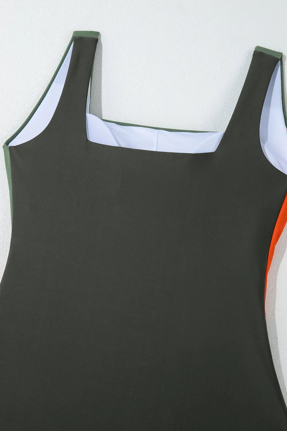 Color Block Padded Square Neck One Piece Swimsuit - Fashorio