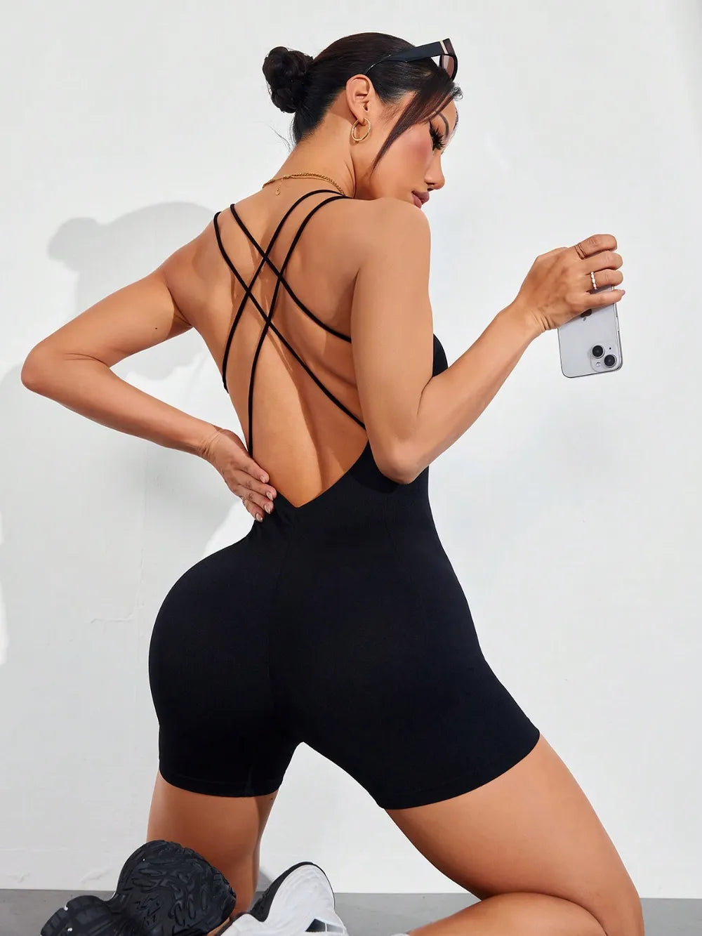 Spaghetti Strap Crisscross Romper - Fashorio