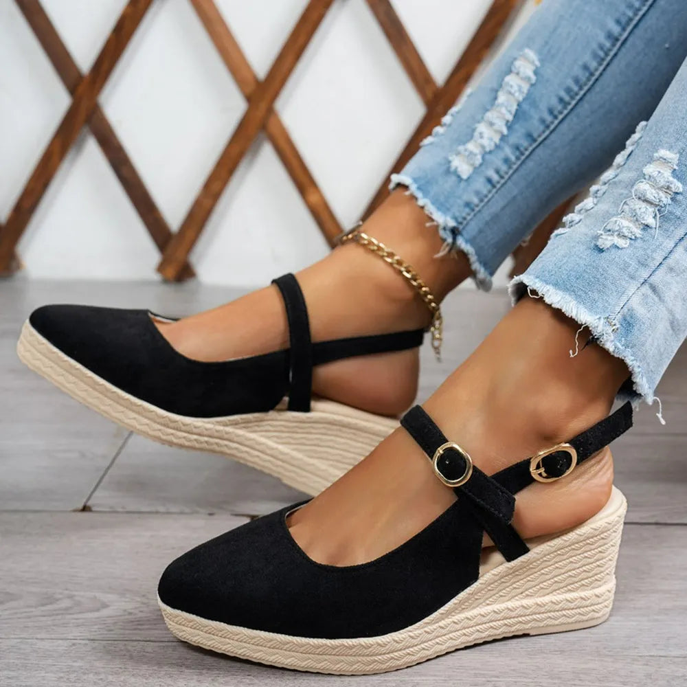Point Toe Block Heels Pumps Black - Fashorio