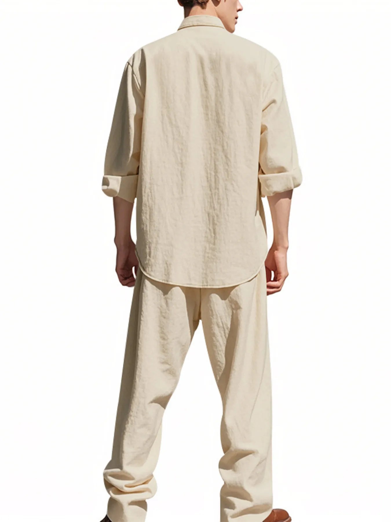 Men's Full Size Button Up Shirt and Pants Set Plus Size - Fashorio