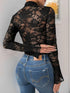 Perfee Lace Mock Neck Long Sleeve Bodysuit - Fashorio