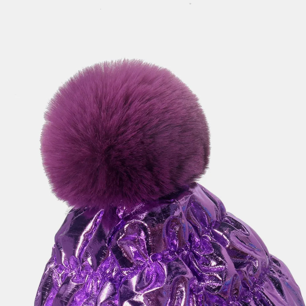 Thermal Knit Hat with Pompom - Fashorio