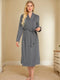 Tied Lounge Nightgown with Pockets Gray - Fashorio