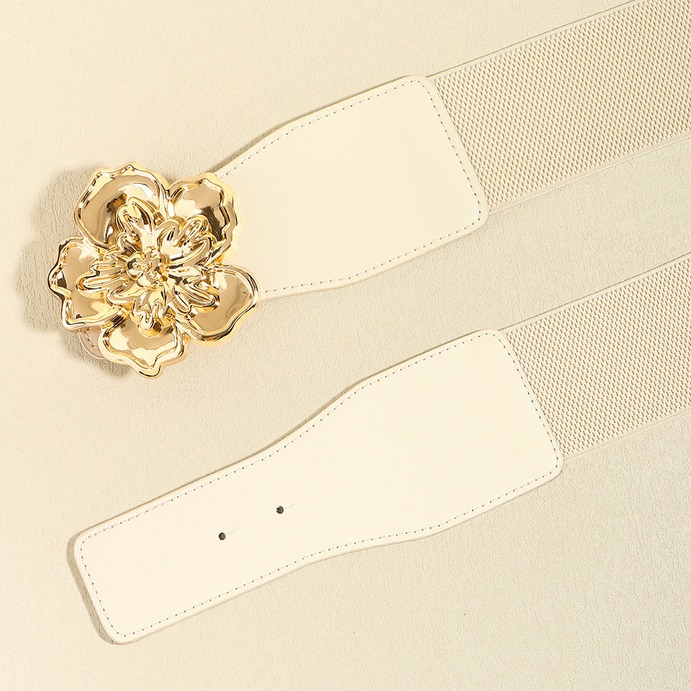 Flower Alloy Buckle Elastic Belt - Fashorio