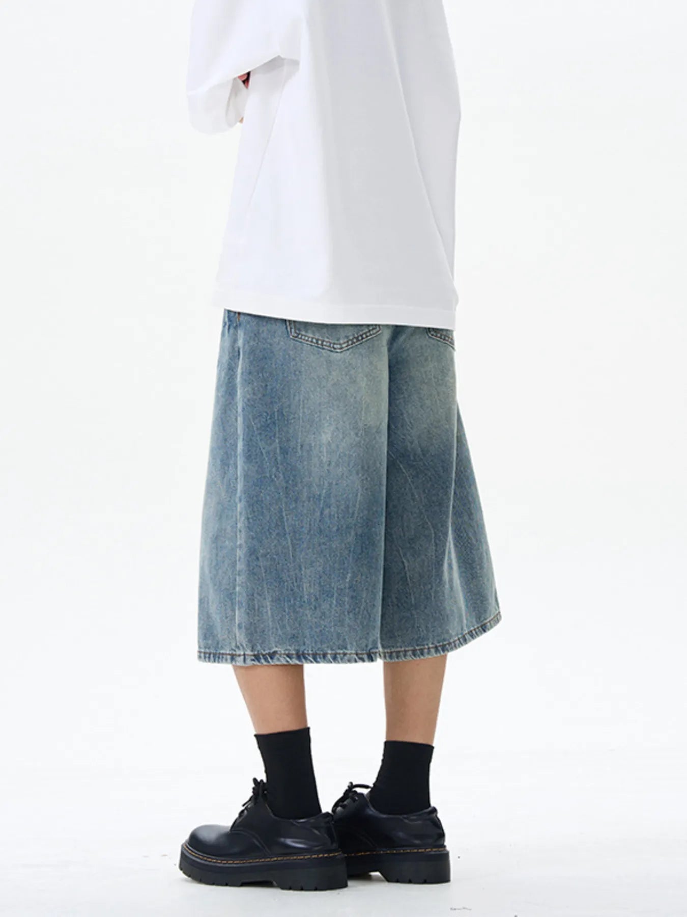 Men's High-Waisted Wide Leg Denim Shorts - Fashorio