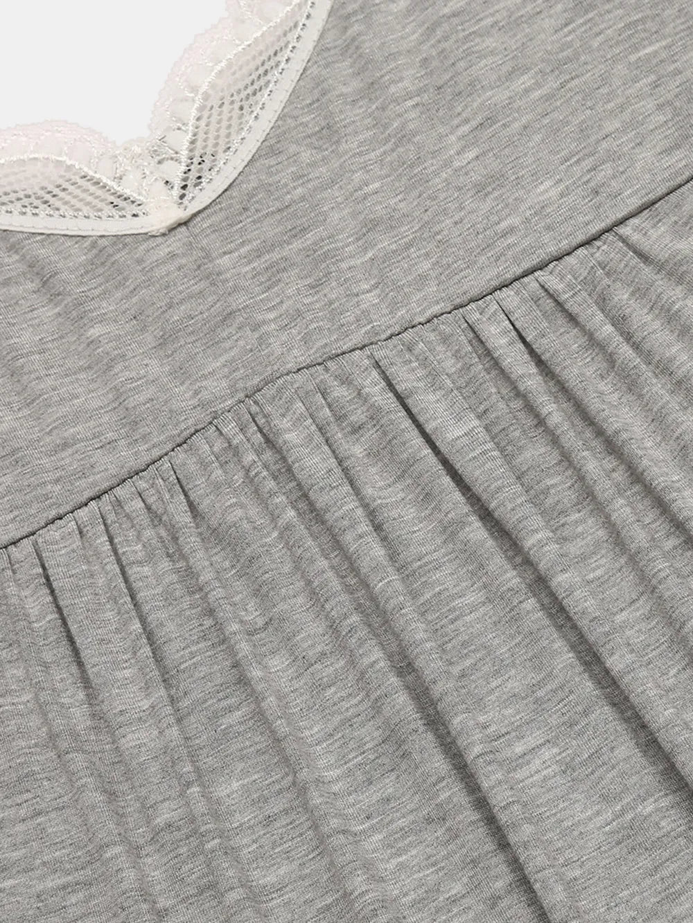 Lace Detail V-Neck Lounge Dress - Fashorio