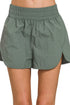 Zenana Windbreaker Smocked Waistband Running Shorts ASH JADE - Fashorio