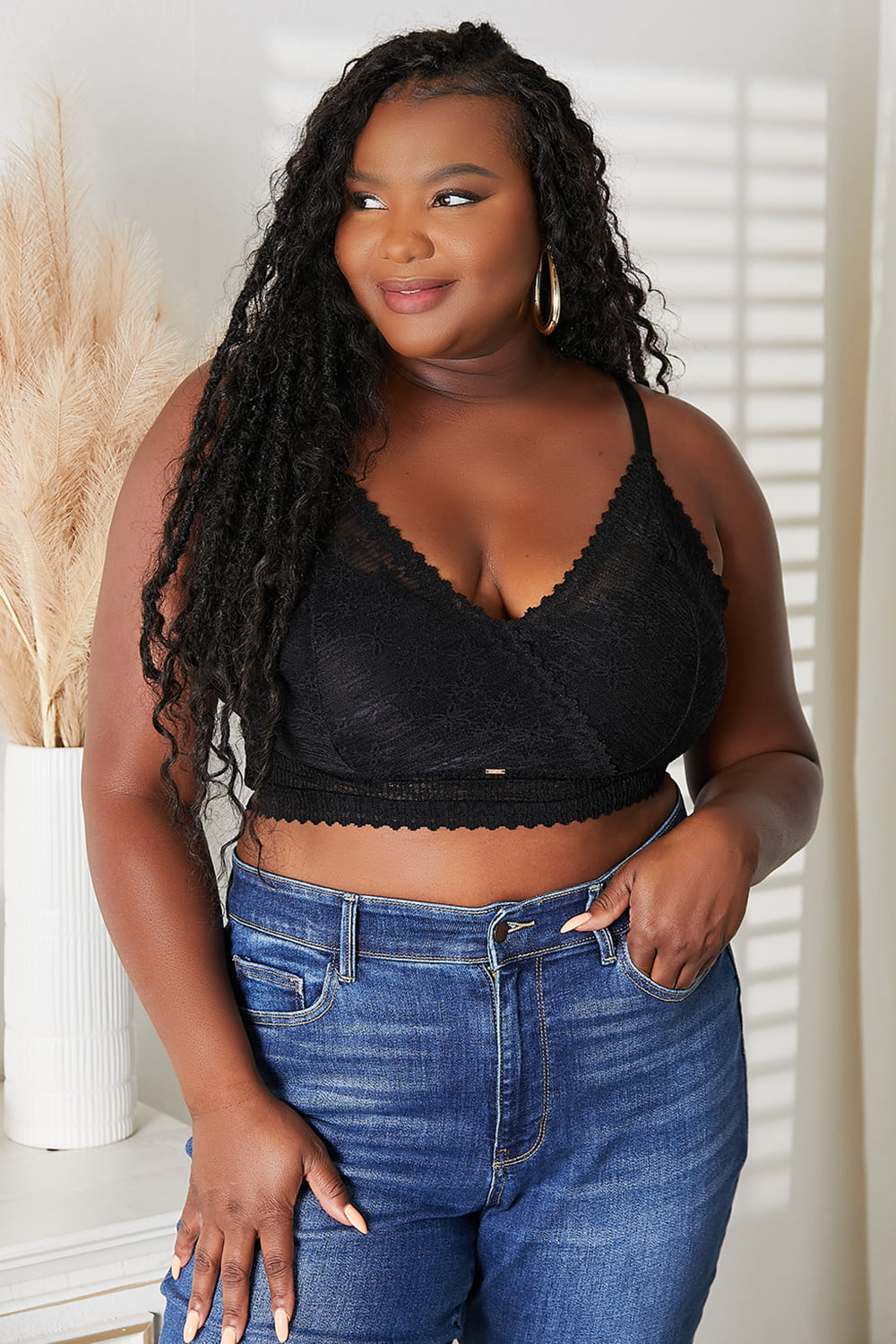 JadyK Skye Full Size Lace Bralette Black - Fashorio